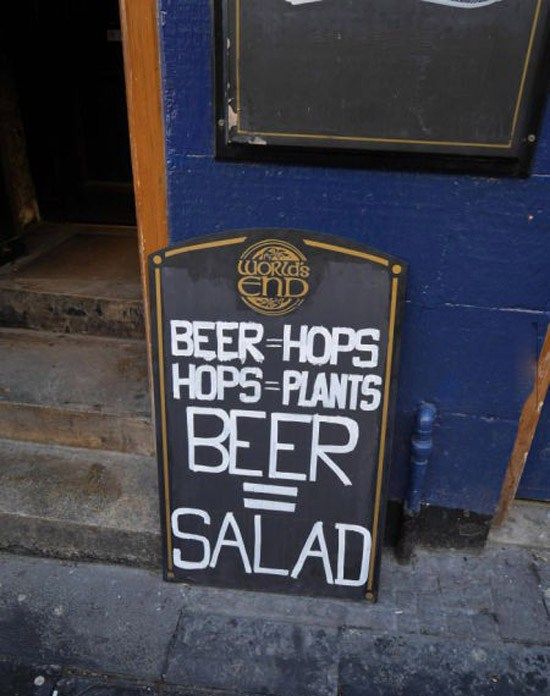 Restaurant Chalkboard - beer salad
