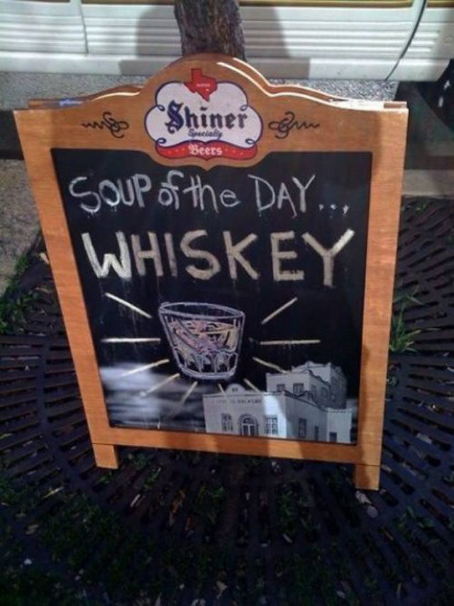 Restaurant Chalkboard - whiskey soup