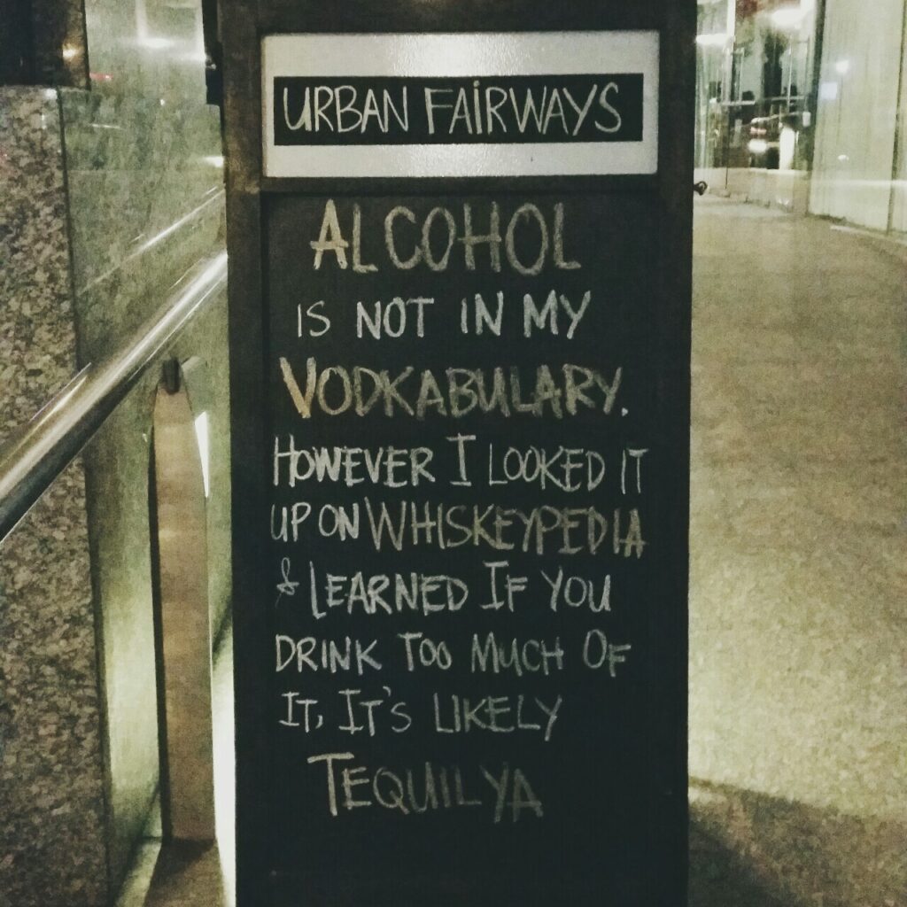 Best Restaurant Chalkboard Ads - Alcohol Vodkabulary